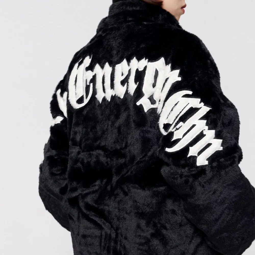 3D Letter Embroidered Flannel Coat