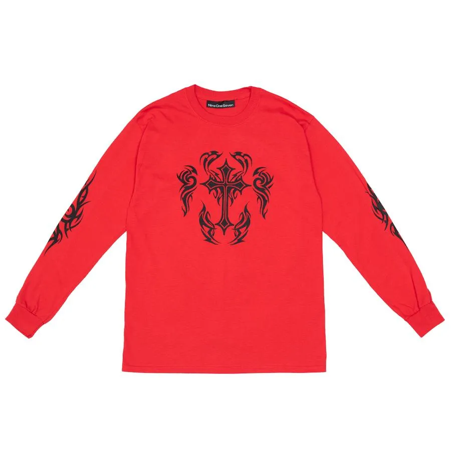 917 Tribal Long Sleeve Tee Red