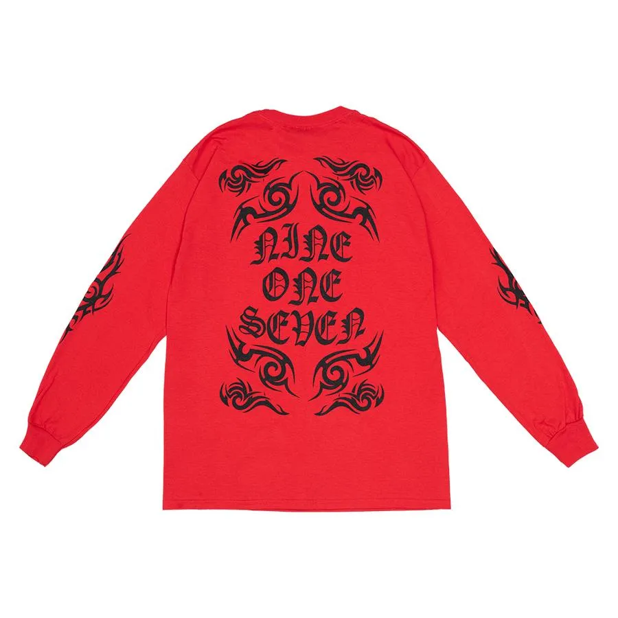 917 Tribal Long Sleeve Tee Red