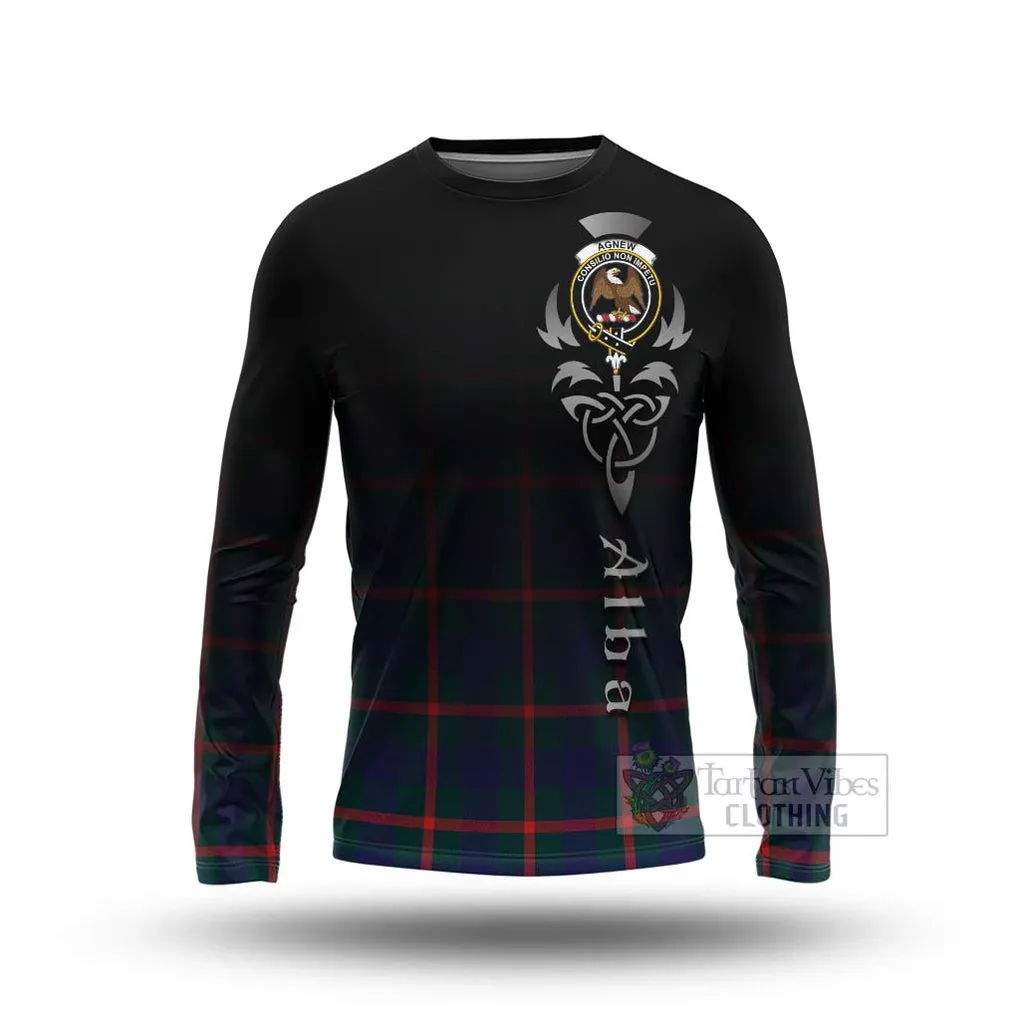 Agnew Tartan Long Sleeve T-Shirt Featuring Alba Gu Brath Family Crest Celtic Inspired