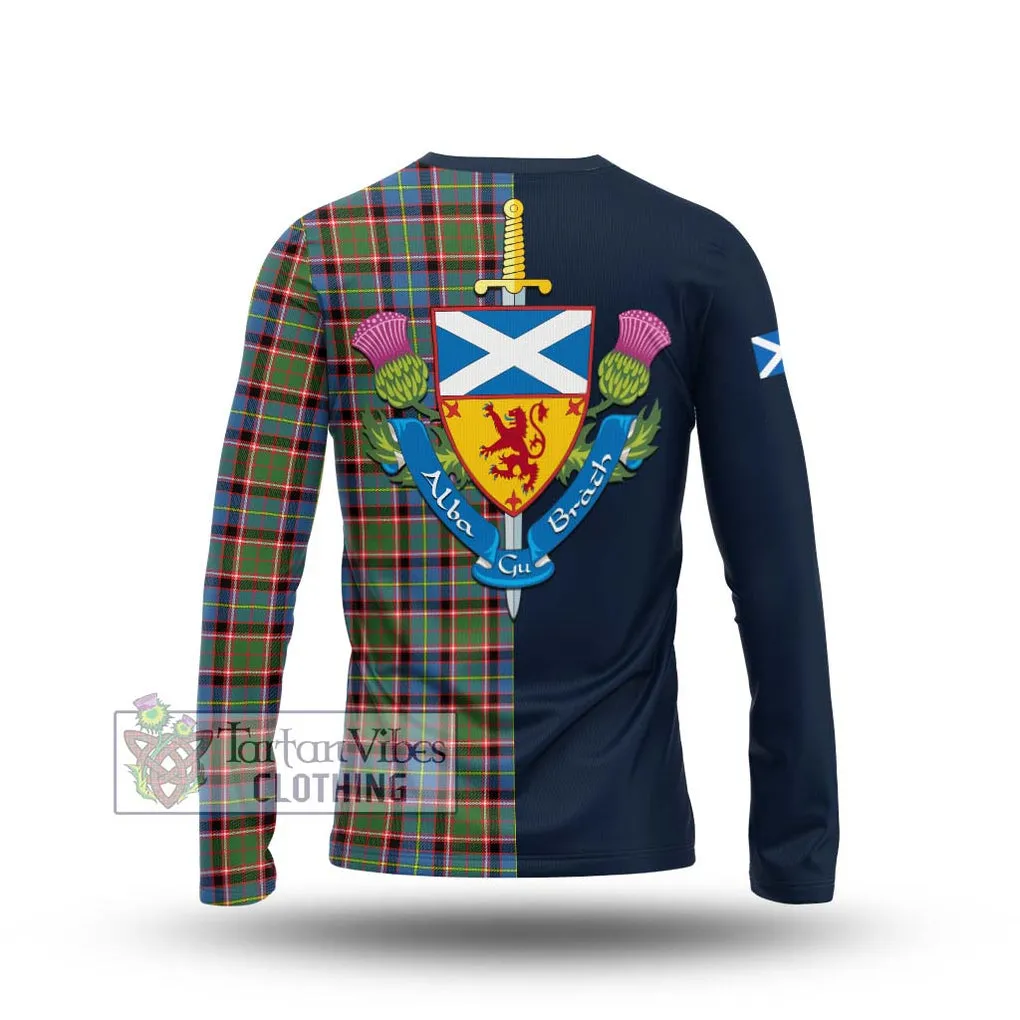 Aikenhead Tartan Long Sleeve T-Shirt Alba with Scottish Lion Royal Arm Half Style