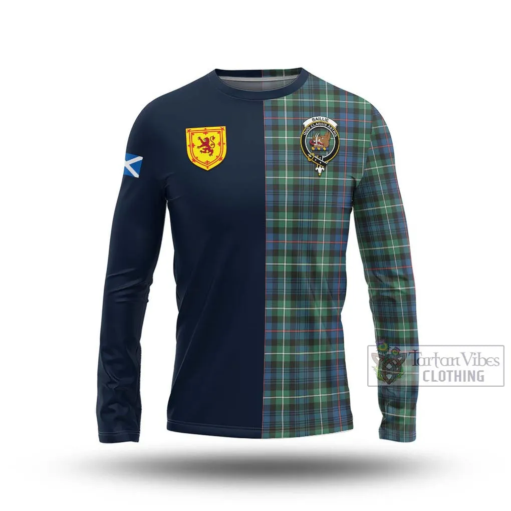 Baillie Ancient Tartan Long Sleeve T-Shirt Alba with Scottish Lion Royal Arm Half Style