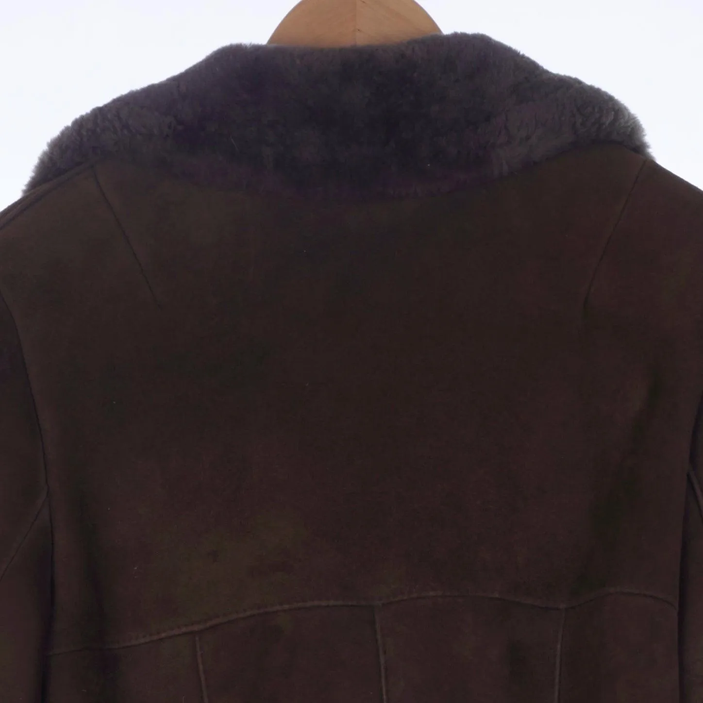 Bailys Glastonbury Genuine Sheepskin Brown Long Sleeved Coat UK Size 16