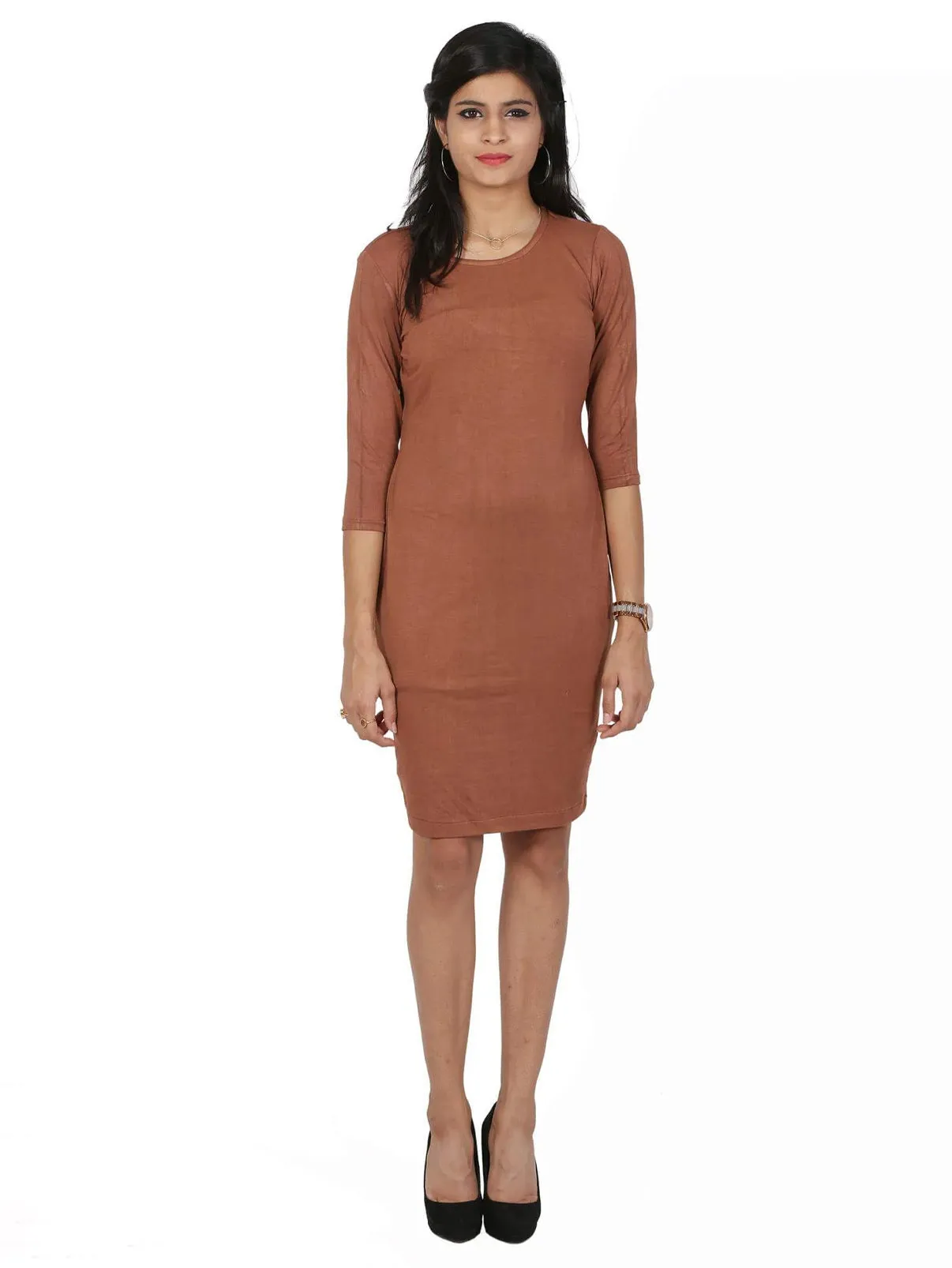 Beige Sheath Dress