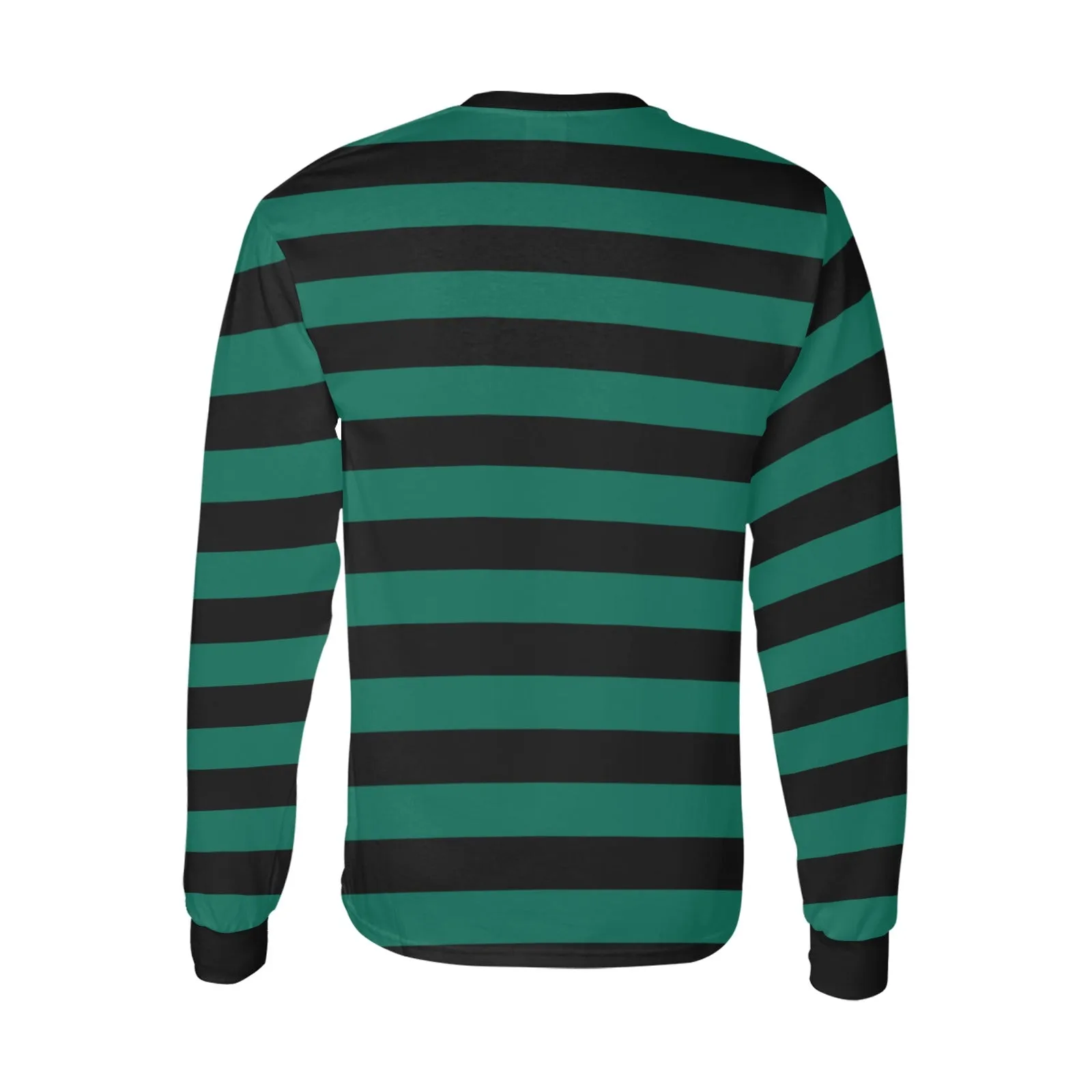 Black and Green Men Long Sleeve Striped TShirt, Graphic Vintage Retro Broad Stripes Crewneck Unisex Women Designer Male Guys Tee