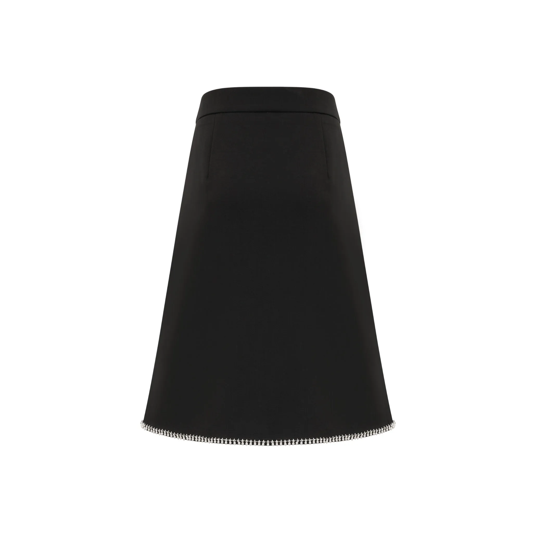 Black Long Pleated A-line Half Slip Skirt