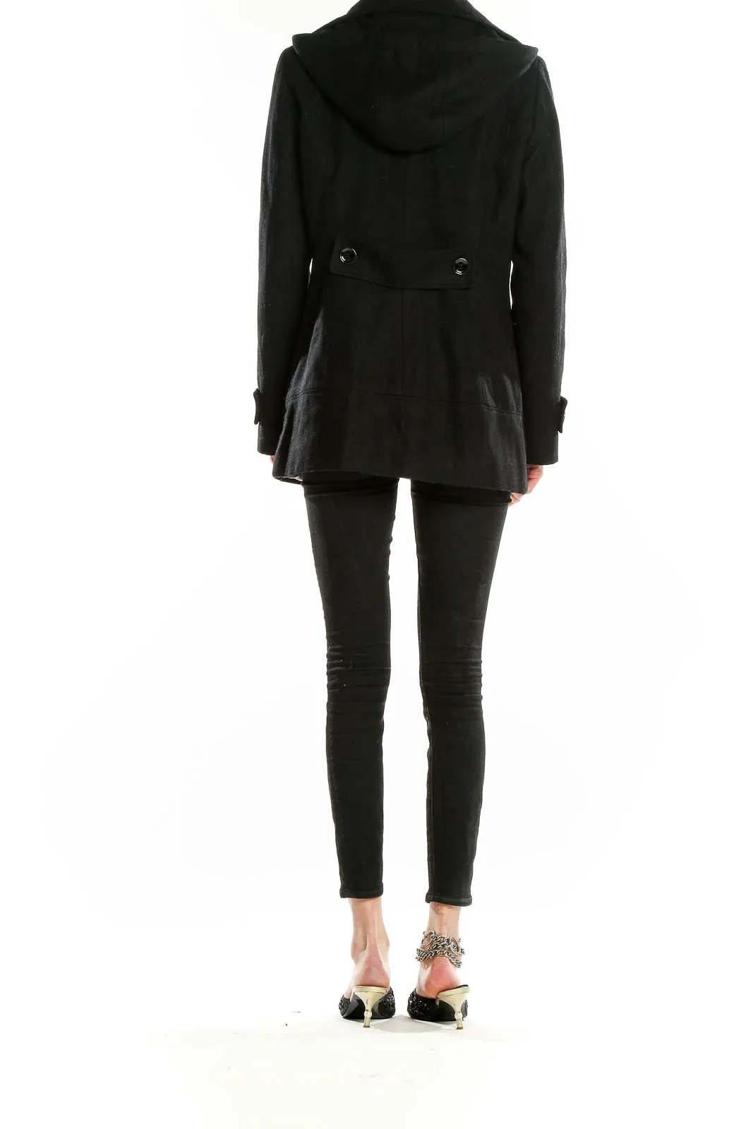 Black Wool Blend Toggle Coat