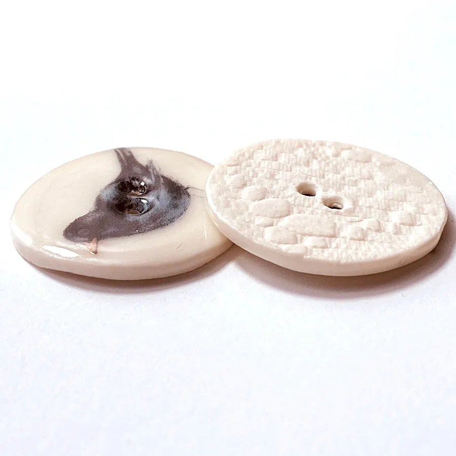 Blackbird Porcelain Button 1-1/8" 2-hole, Handmade