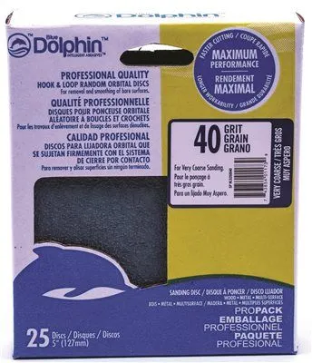 Blue Dolphin Anti-Clogging/No Load Series 5 Inch  No Hole Hook & Loop Discs 40 Grit 25 Pack