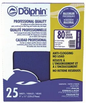 Blue Dolphin Anti-Clogging/No Load Series Sandpaper 9 Inch  X 11 Inch  50 Grit 25 Pack