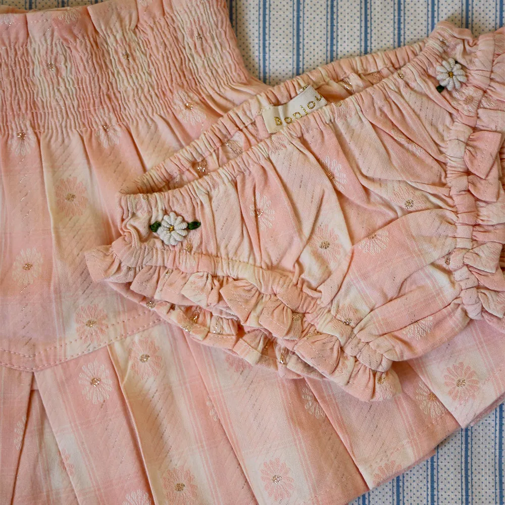 Bonjour Diary :: Skirt & Panty Set Pink Jacquard Flower Check