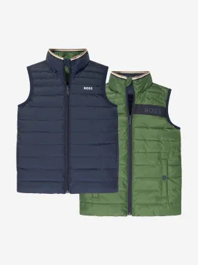 BOSS Boys Reversible Padded Gilet in Green