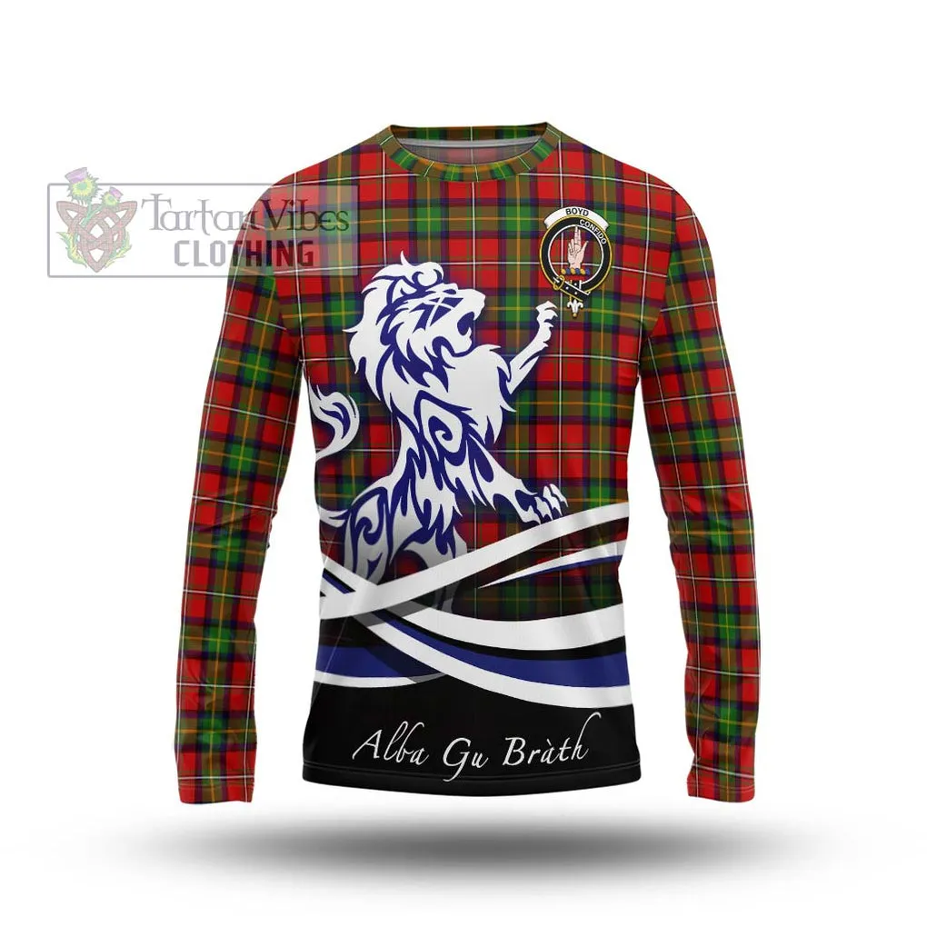 Boyd Tartan Long Sleeve T-Shirt with Alba Gu Brath Regal Lion Emblem