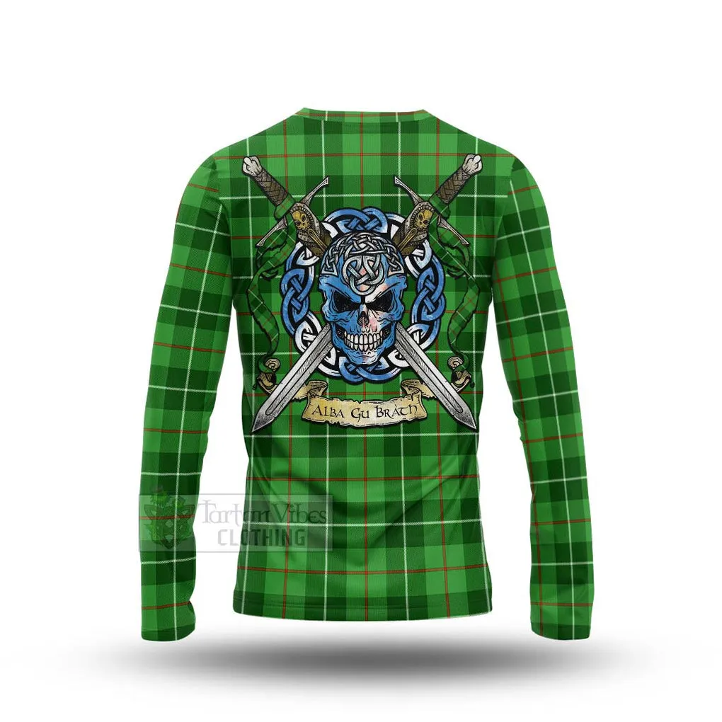 Boyle Tartan Long Sleeve T-Shirt with Family Crest Celtic Skull Style