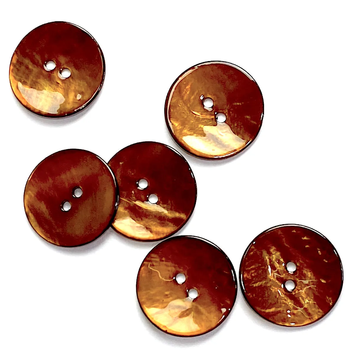 Brown 7/8" Shiny Agoya Shell 2-Hole Button  #1240