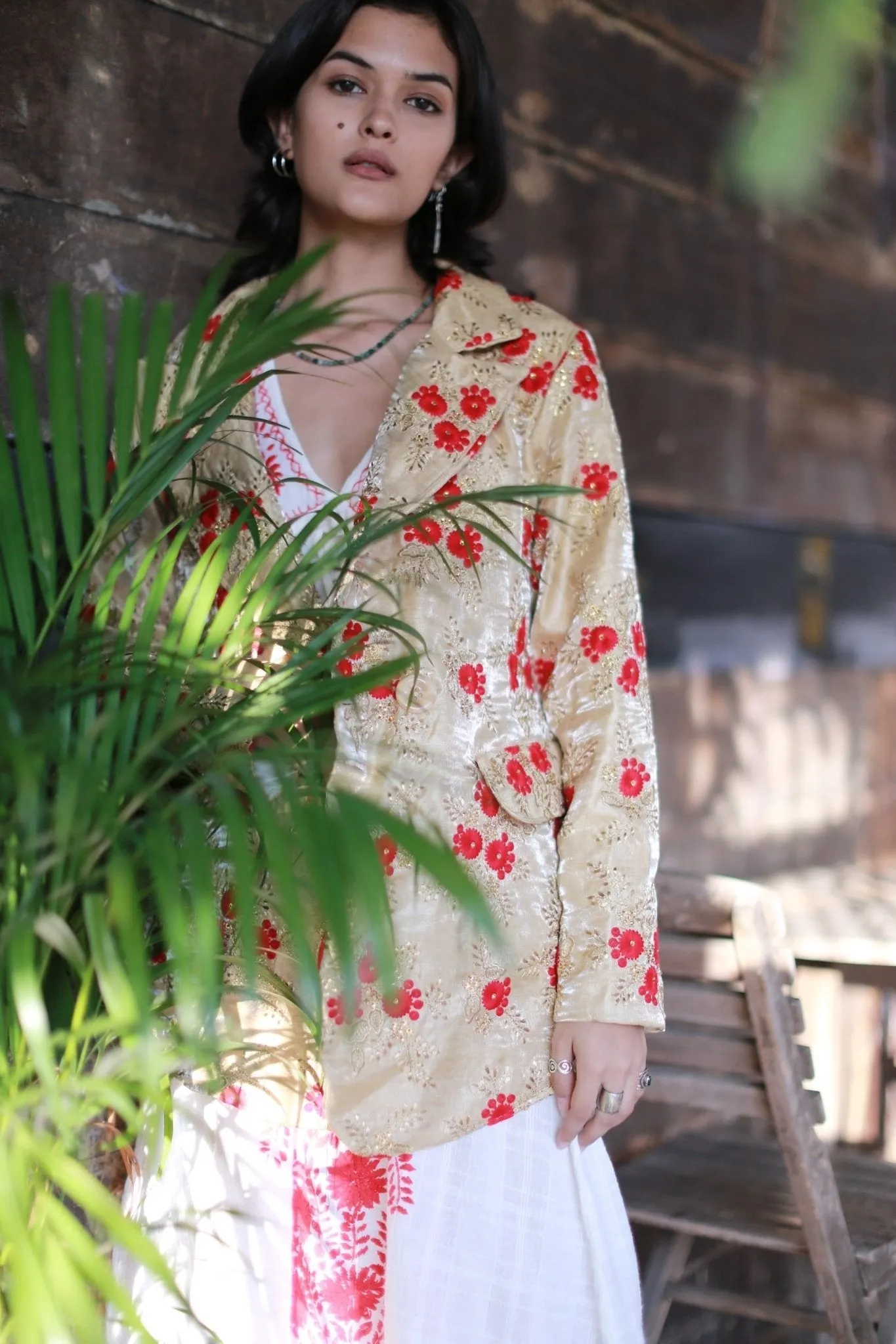 Chinese Flower Silk Embroidered Jacket Pia