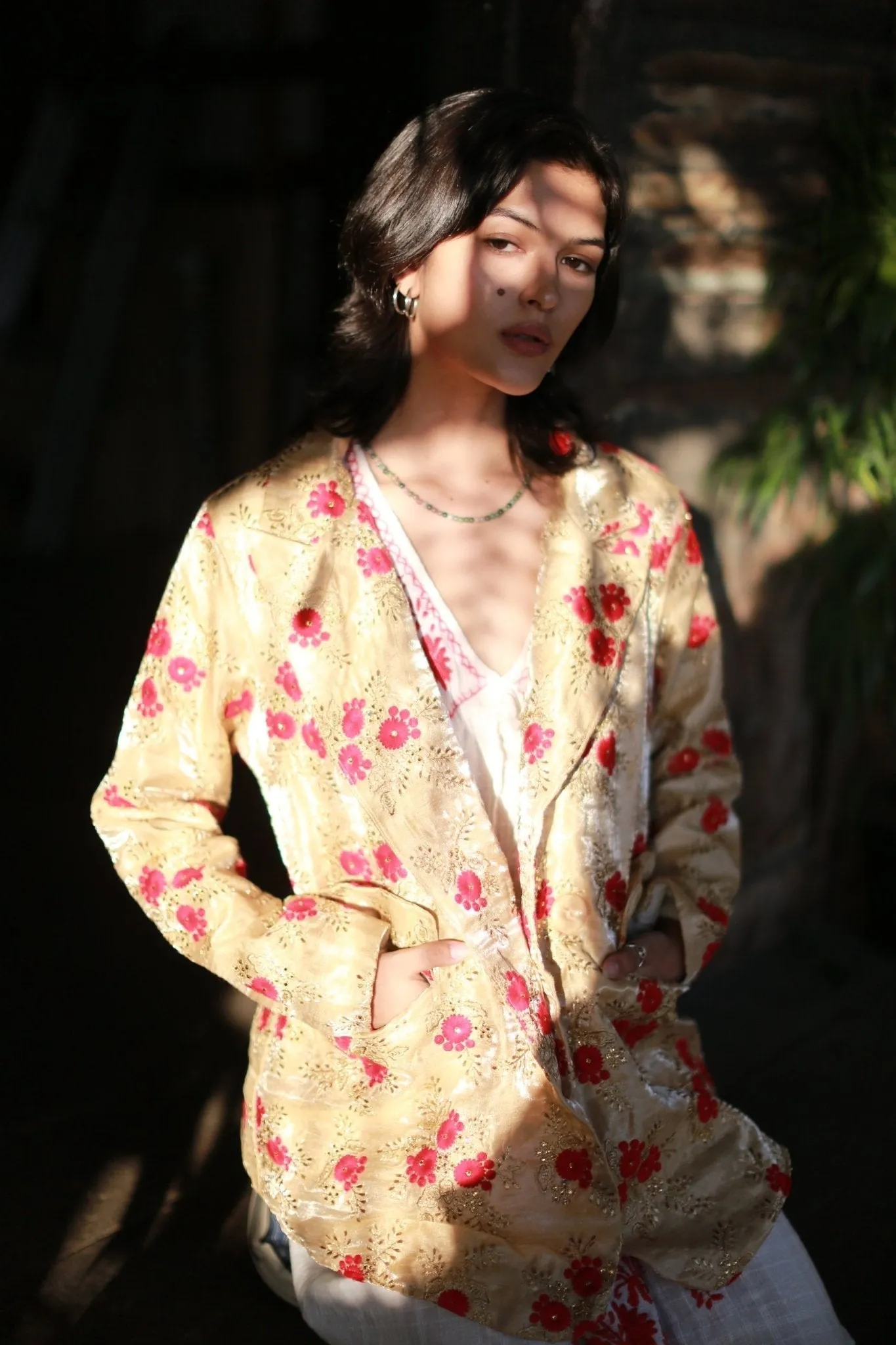 Chinese Flower Silk Embroidered Jacket Pia