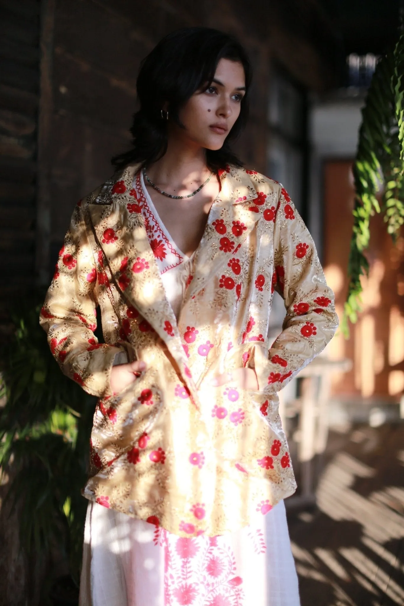 Chinese Flower Silk Embroidered Jacket Pia