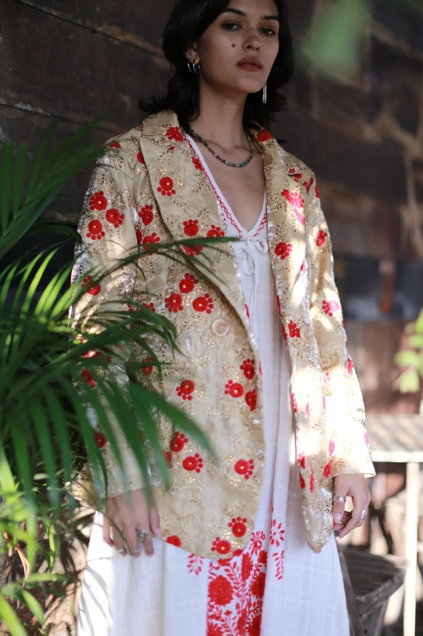 Chinese Flower Silk Embroidered Jacket Pia