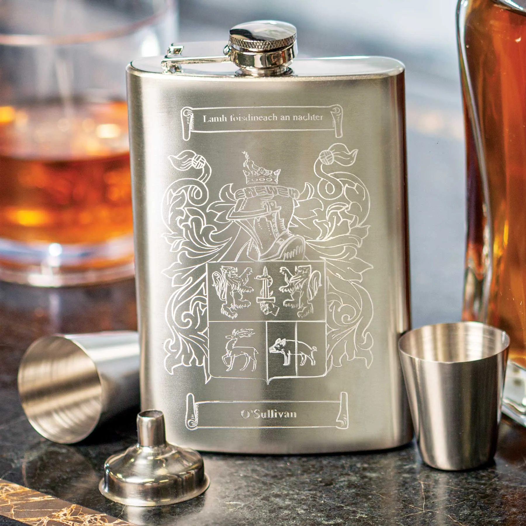 Coat of Arms Flask and Cups Gift Set