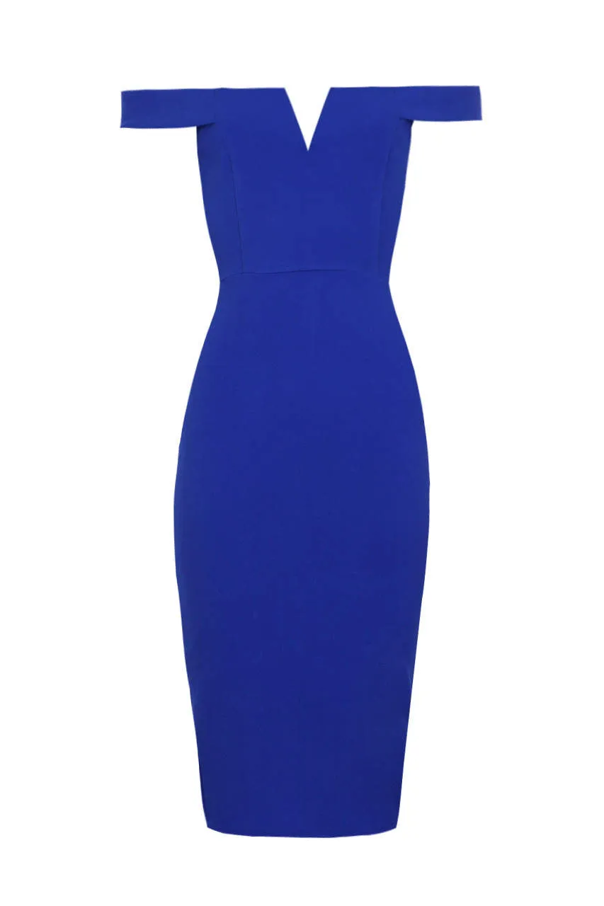 Cobalt Bardot Bodycon Dress