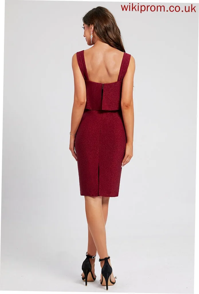 Cocktail Club Dresses Knee-Length Kennedi Neckline Polyester Square Dress Ruffle With Bodycon