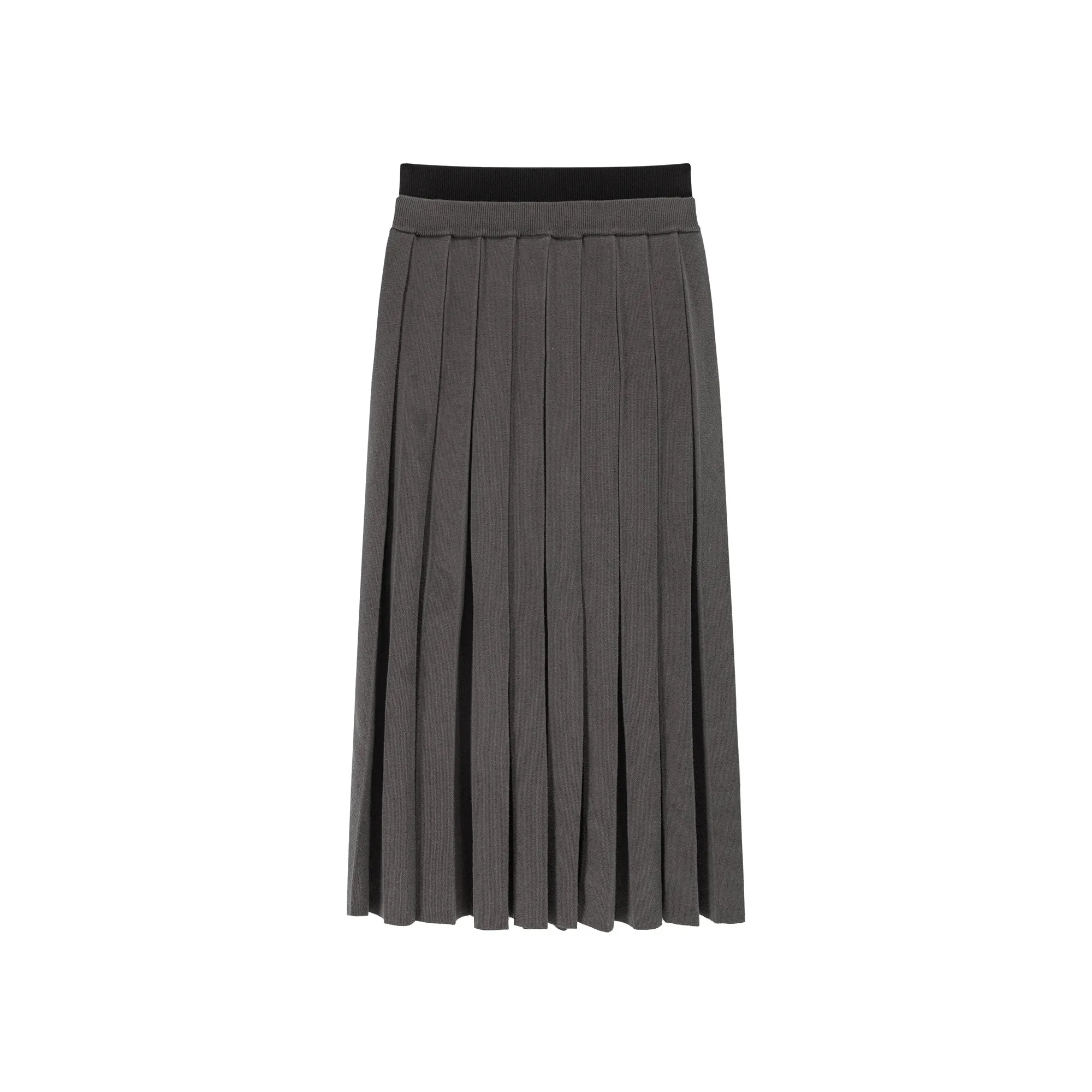 Color Pleated Long Skirt