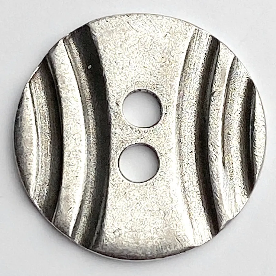 Curved Grooves Pewter 2-hole  "Dora" Button, 7/8" /  22mm USA Made, #FJ-56