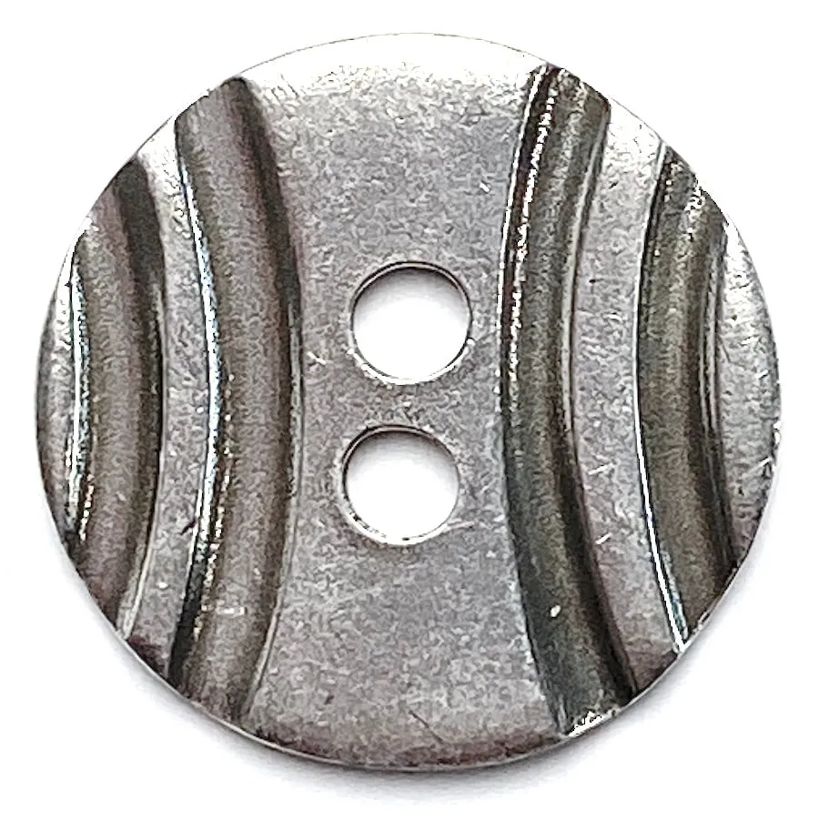 Curved Grooves Pewter 2-hole  "Dora" Button, 7/8" /  22mm USA Made, #FJ-56