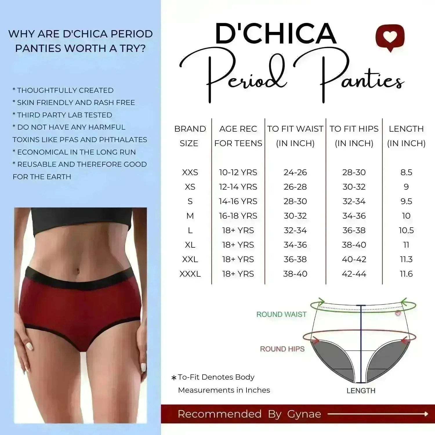 Dchica Reusable Leakproof Antimicrobial Lining Period Panties | Set of 3