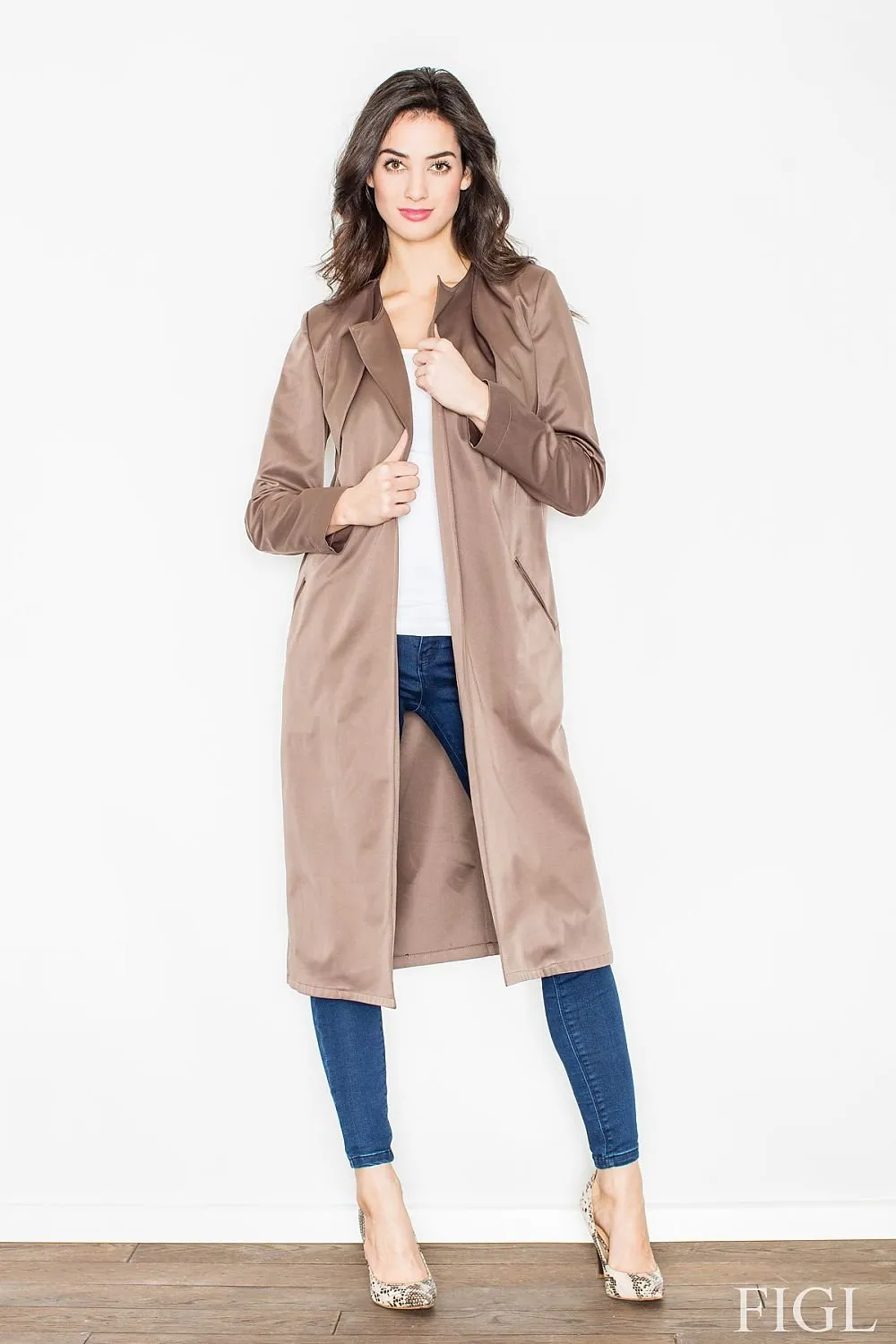 Elegant coat - long straight cut Figl