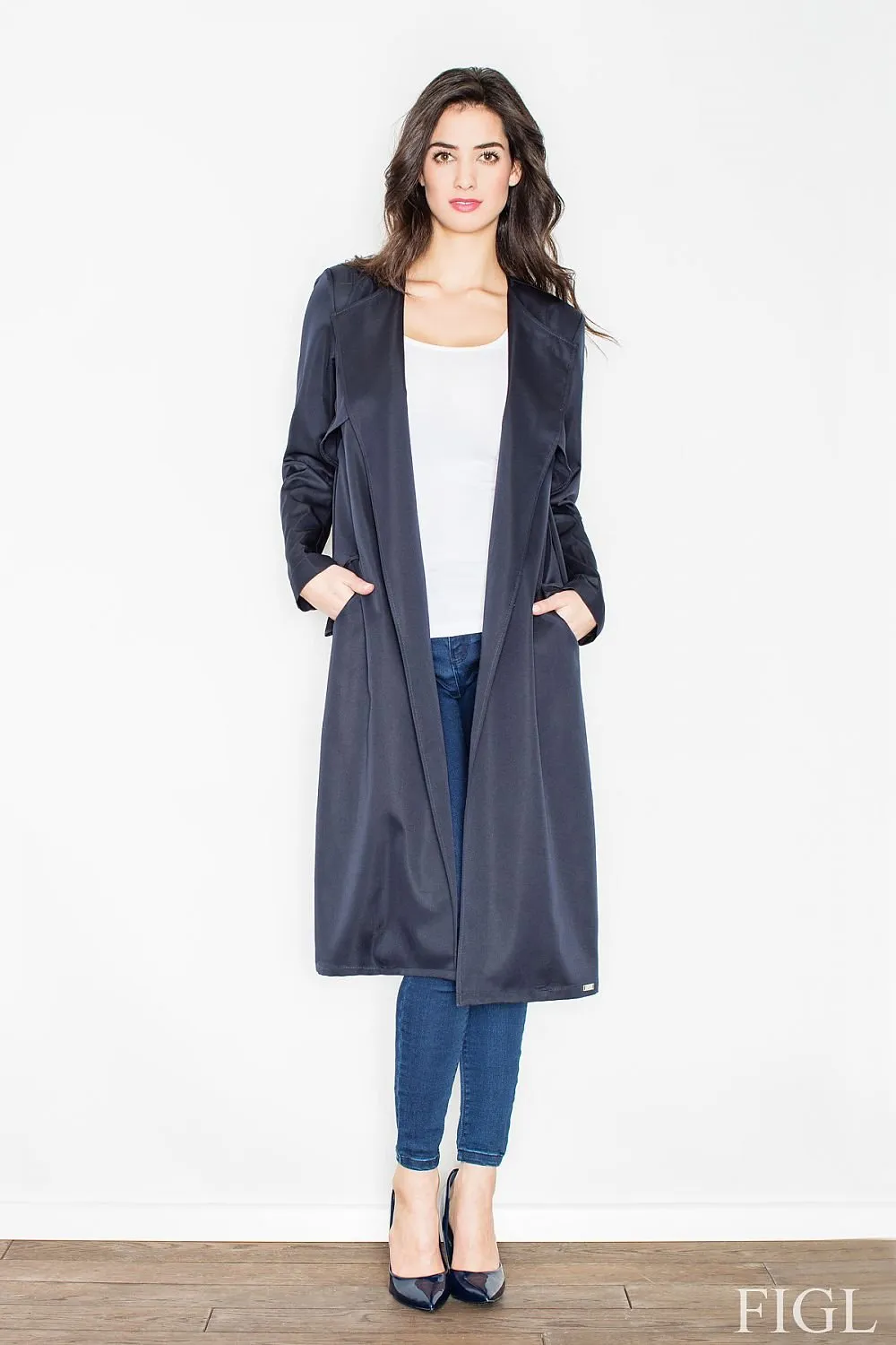 Elegant coat - long straight cut Figl