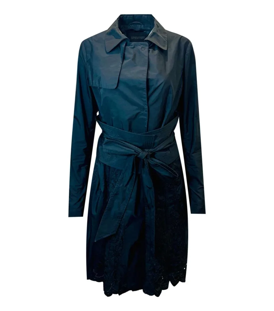 Ermanno Scervino Lace Detailed Belted Coat. Size 46IT