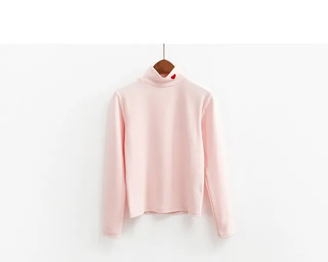 Essential Harajuku Heart Long Sleeve Turtleneck Sweater (10 Colors)