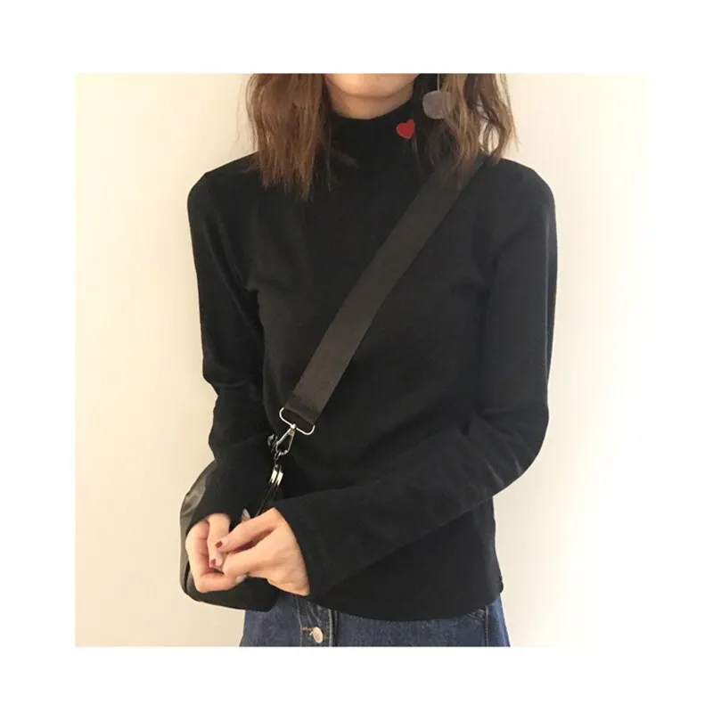 Essential Harajuku Heart Long Sleeve Turtleneck Sweater (10 Colors)