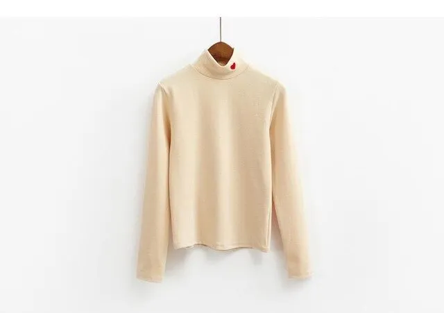 Essential Harajuku Heart Long Sleeve Turtleneck Sweater (10 Colors)