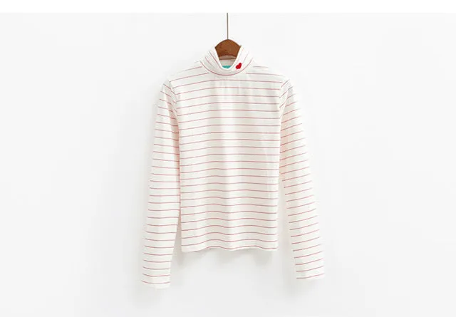 Essential Harajuku Heart Long Sleeve Turtleneck Sweater (10 Colors)