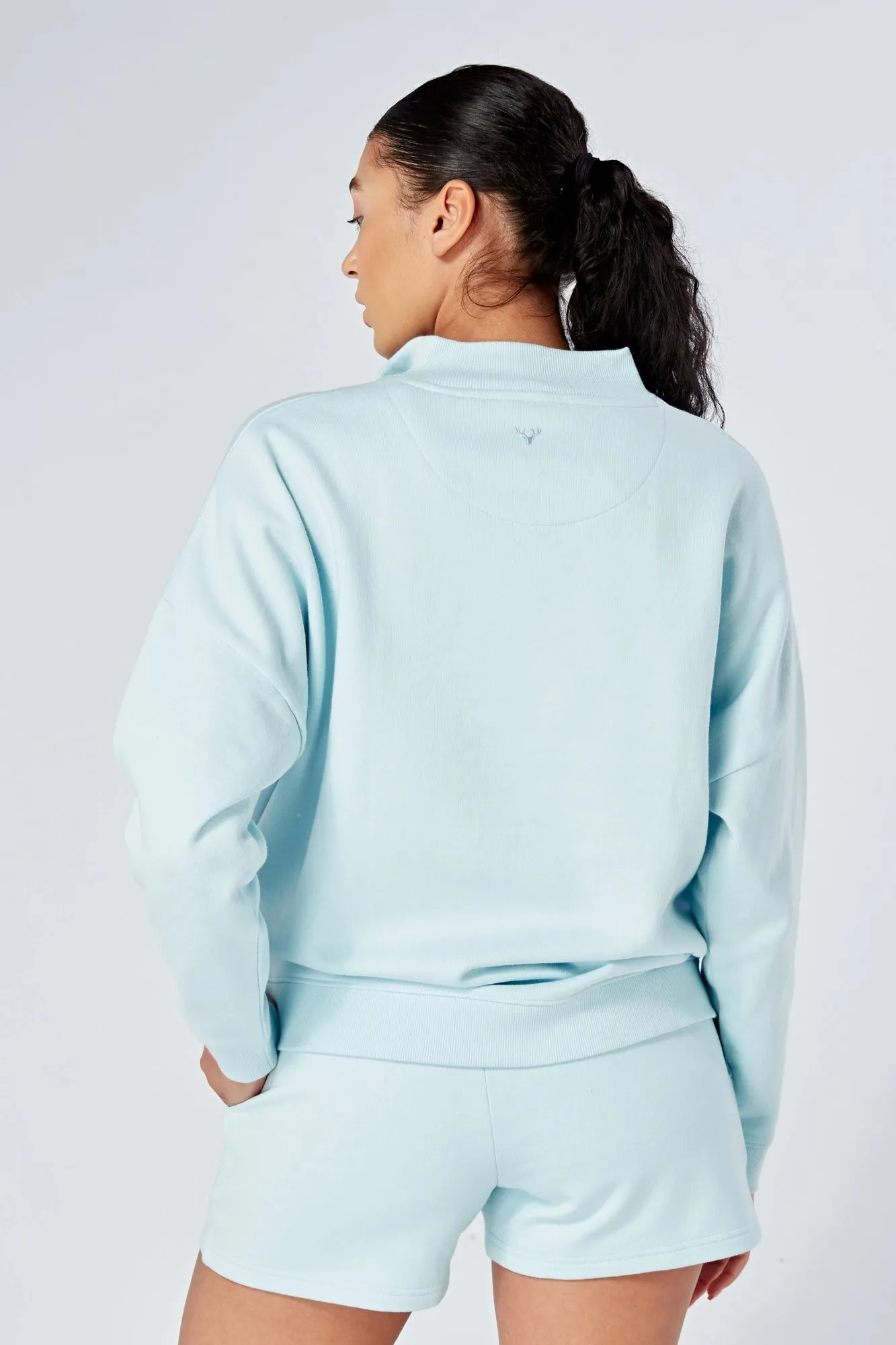 Essentials Oversized Funnel Neck Zip up Sweatshirt - Blue