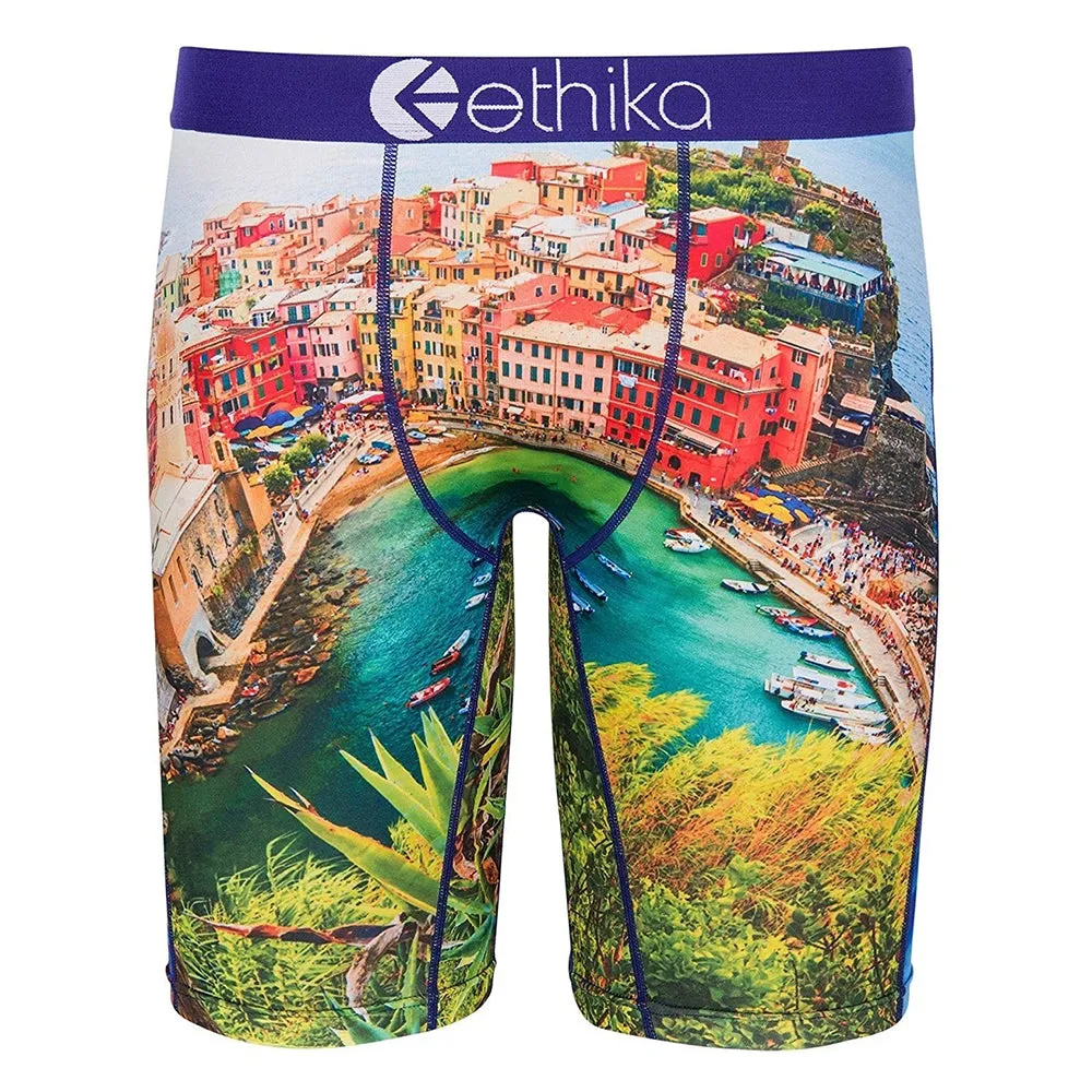 Ethika Mens Vernazza Multicolored Polyester Fabric Boxer Brief Underwear - UMS045-BLU-M