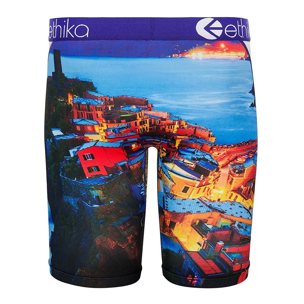 Ethika Mens Vernazza Multicolored Polyester Fabric Boxer Brief Underwear - UMS045-BLU-M