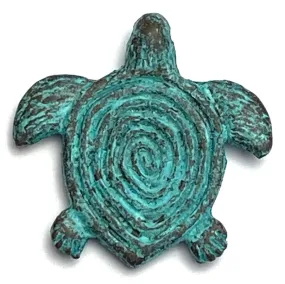 Green Patina / Copper Plated Sea Turtle Pendant, Double-Sided, from Greece, 1-1/4" / 30mm   #L229