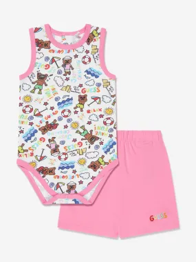 Guess Baby Girls Bodysuit And Shorts Set in Multicolour