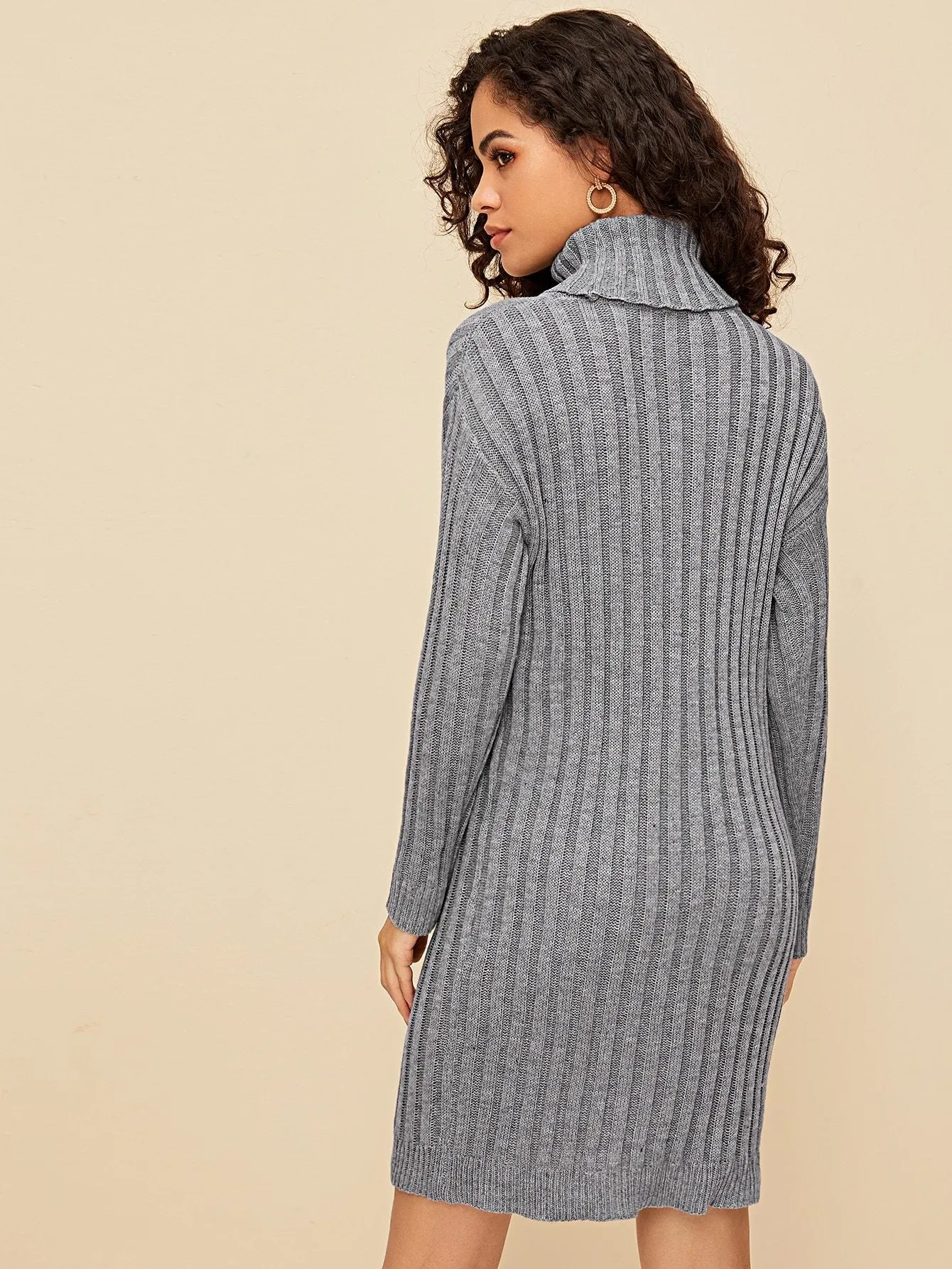 High Neck Jumper Dress Without Belted