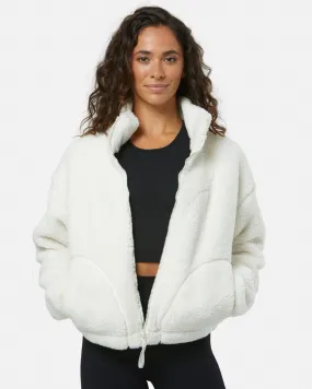 Industry Fleece High Collar Jacket in Cloud White