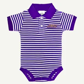 JMU Unisex Embroidered Striped Infant Polo Bodysuit