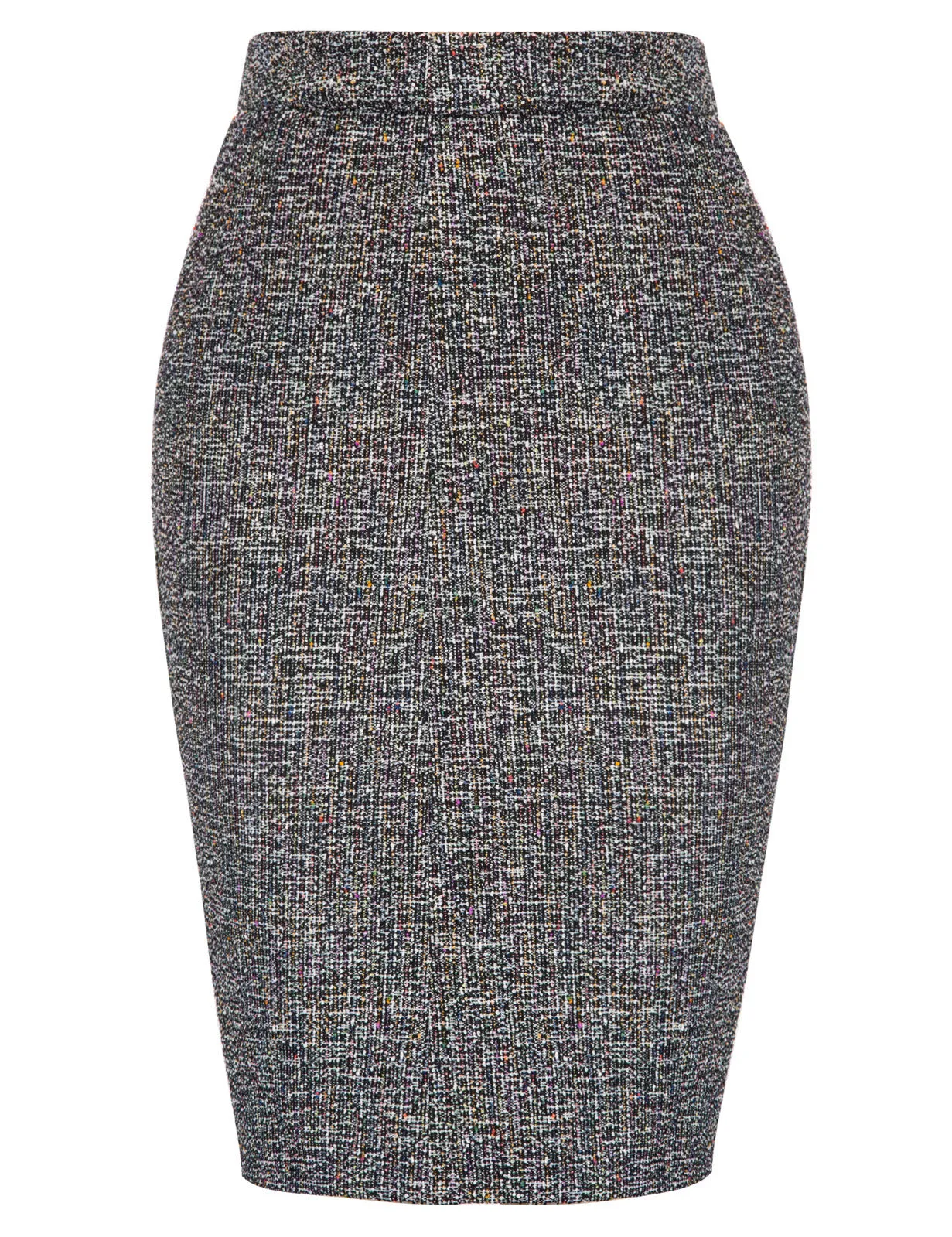 Knee-Length Pencil Skirt High Waist Back Split Hips-Wrapped Stretchy