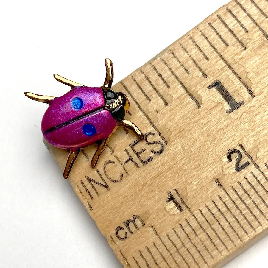 Last of These, Pink Beetle Tiny and Bright 1/2"  Button by Susan Clarke # SC-1507