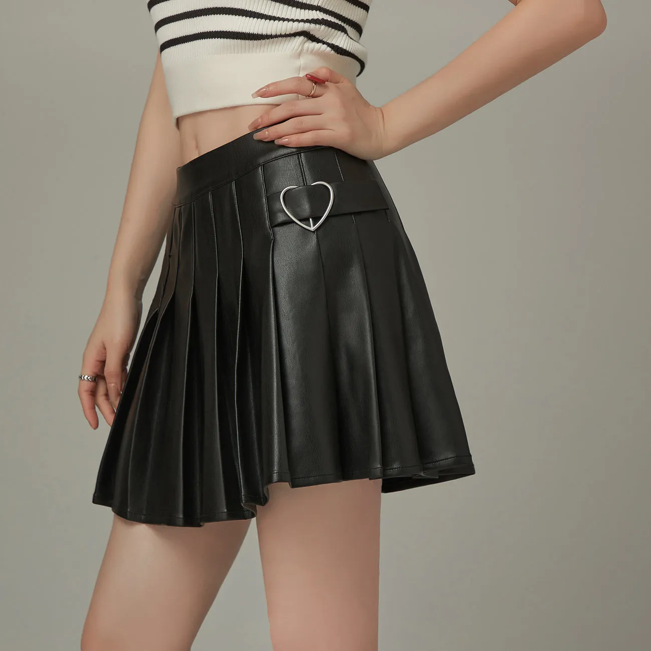 Leather Pleated Skirt