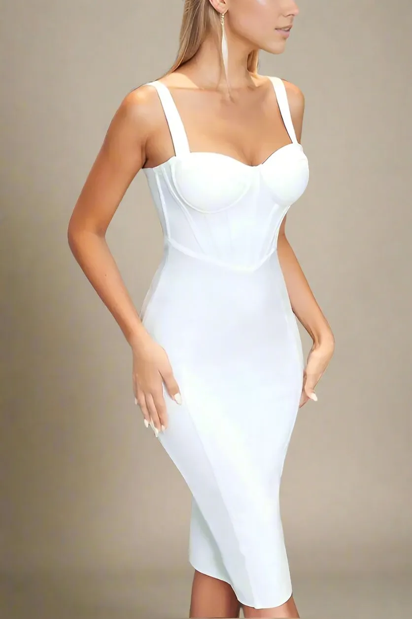 Lola Bodycon Midi Dress - Pearl White