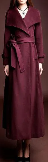 Long Cashmere & Wool Blend Coat, Red